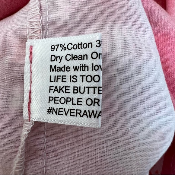 Never a Wallflower Cotton Boho Block Print 3/4 Sleeve Blouse Pink Red Small - Picture 2 of 6